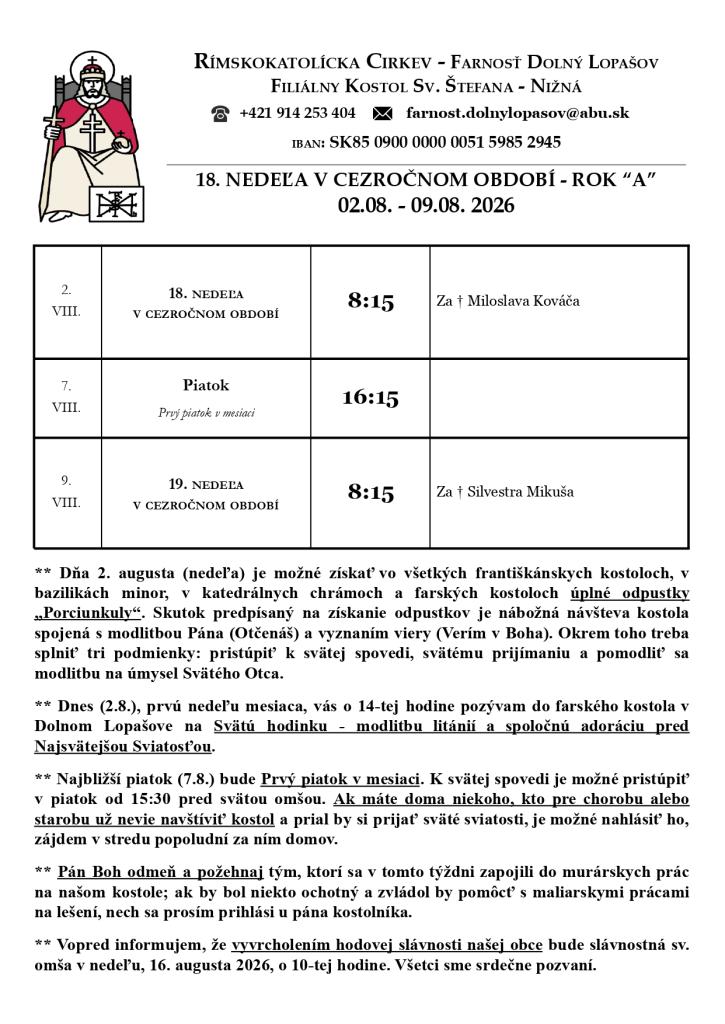 Bohoslužobný poriadok 32. týždeň